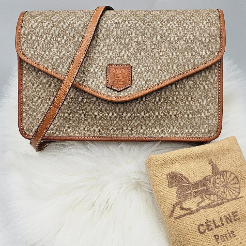 Céline Pochette Light Brown Macadam Crossbody